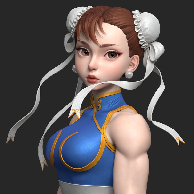 Female Character Bust — Blue