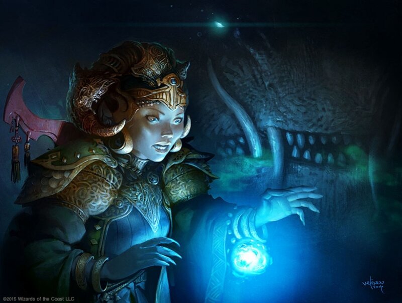 Female Character Casting Spell — Blue, Dramatic, Night, Digital Art, Dragon