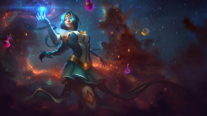 Female Character Casting Spell — Blue, Dramatic, Night, Digital Art, Magic, Nebula