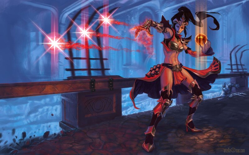 Female Character Casting Spell — Blue, Dramatic, Night, Digital Art, Magic, Swords