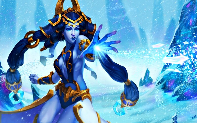 Female Character Casting Spell — Blue, Dramatic, Winter