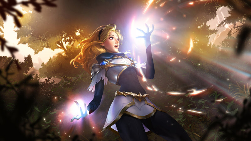 Female Character Casting Spell — Gold, Dramatic