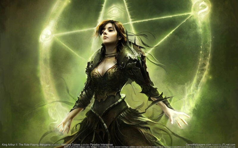 Female Character Casting Spell — Green, Dramatic, Digital Art