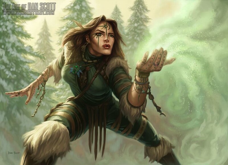 Female Character Casting Spell — Green