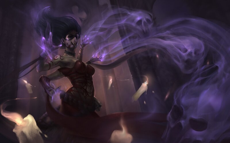 Female Character Casting Spell — Purple, Dark, Mystical