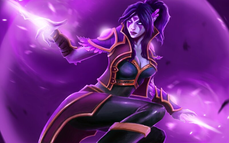 Female Character Casting Spell — Purple, Dramatic, Digital Art, Magic, Purple Energy