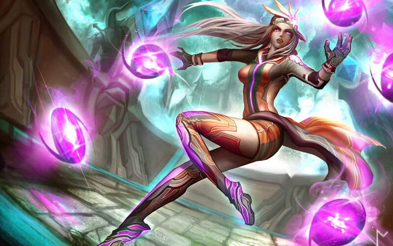 Female Character Casting Spell — Purple, Dramatic, Digital Art, Magic Spheres
