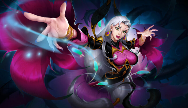 Female Character Casting Spell — Purple, Dramatic, Night, Digital Art, Magic, Wings