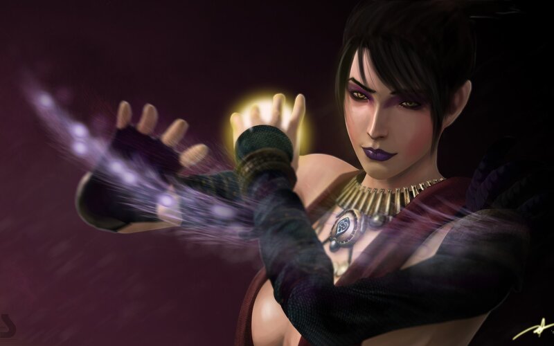 Female Character Casting Spell — Purple, Dramatic, Night, Digital Art