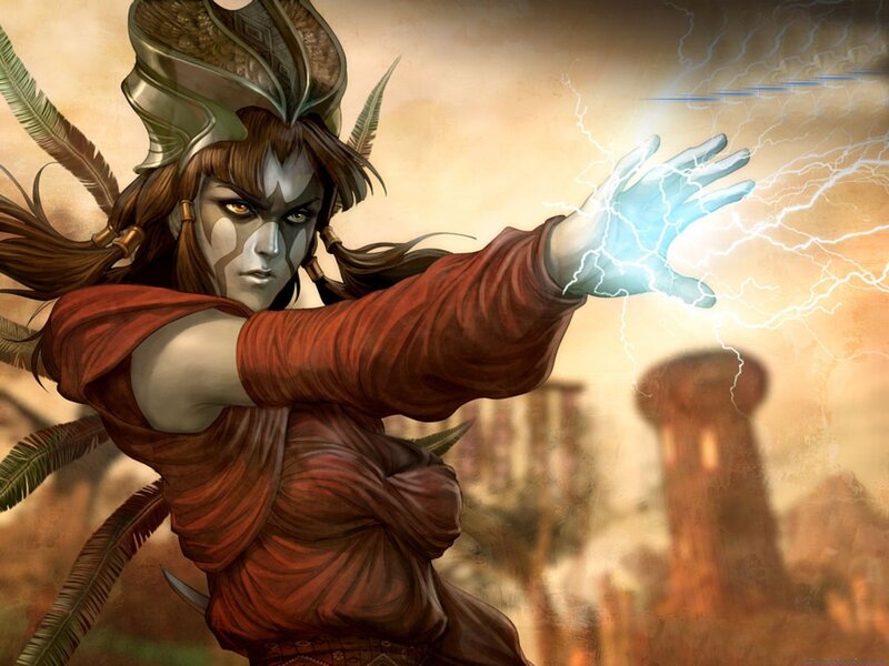Female Character Casting Spell — Red, Dramatic