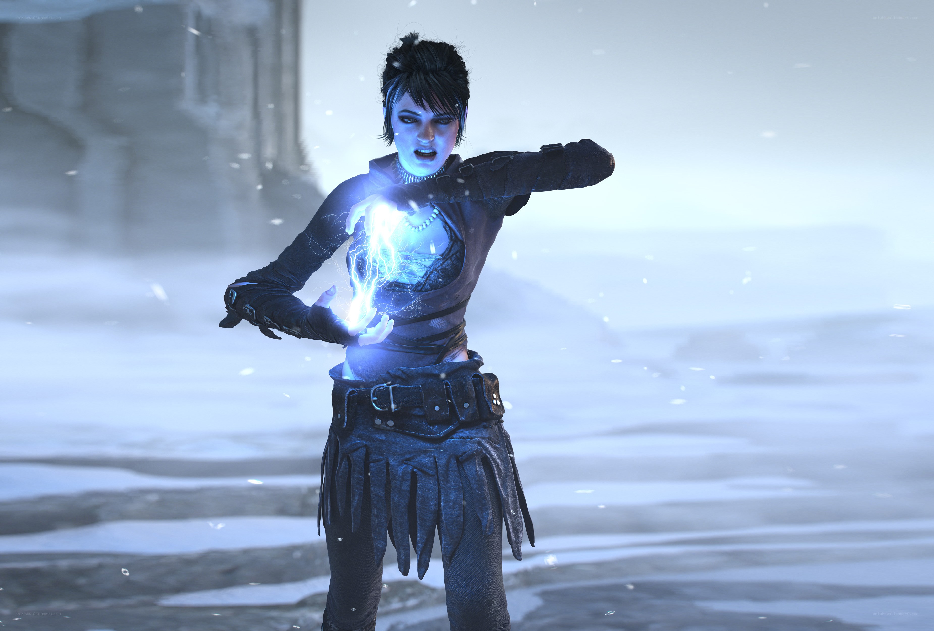 female character casting spell