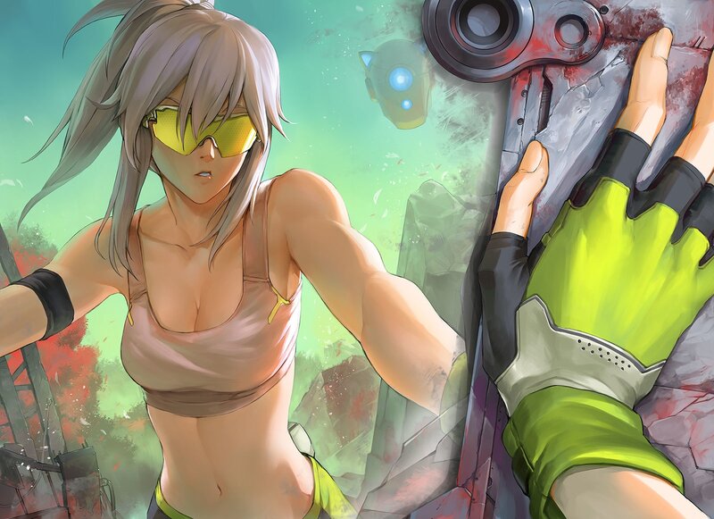Female Character Climbing — Green, Action
