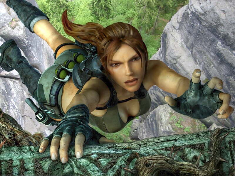 Female Character Climbing — Green, Dramatic