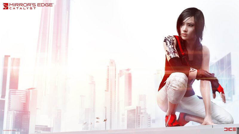 Female Character Crouching — White
