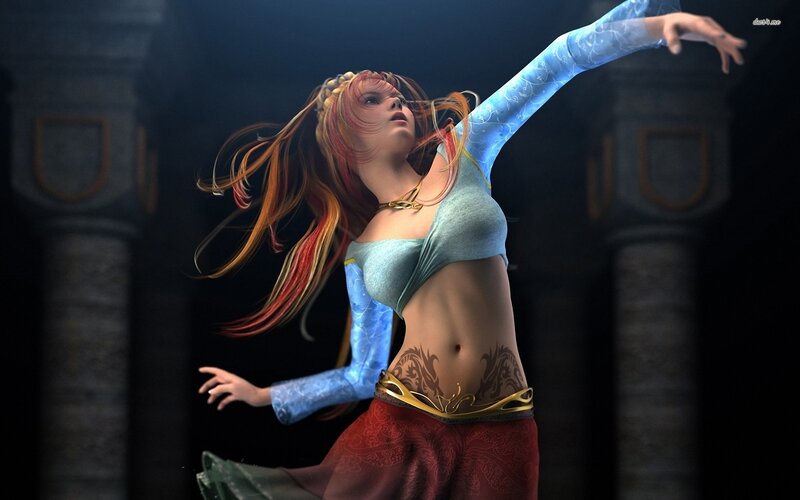 Female Character Dancing — Blue