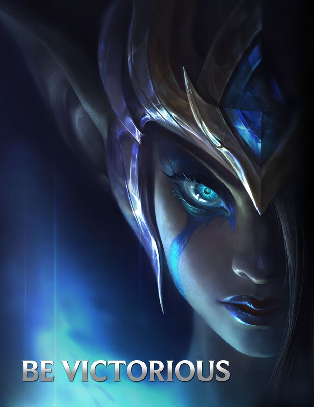 Female Character Face — Blue, Dramatic