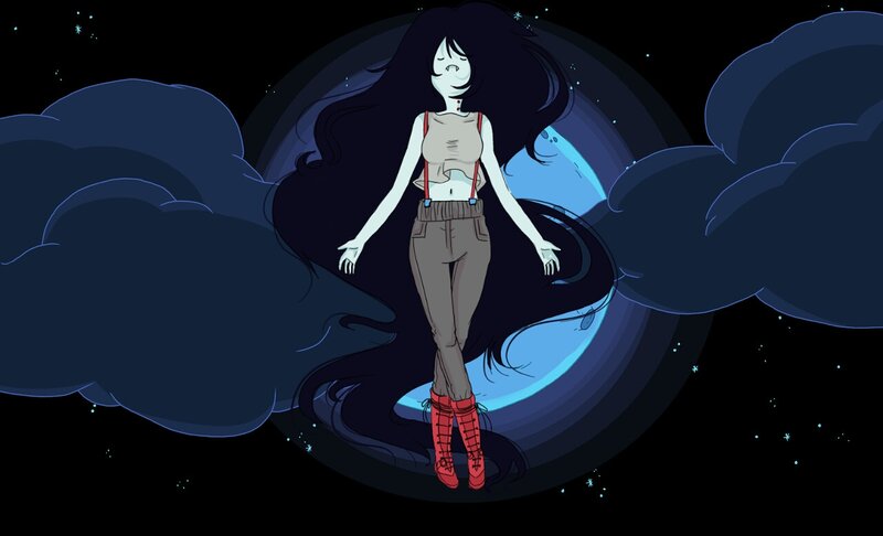 Female Character Floating — Black