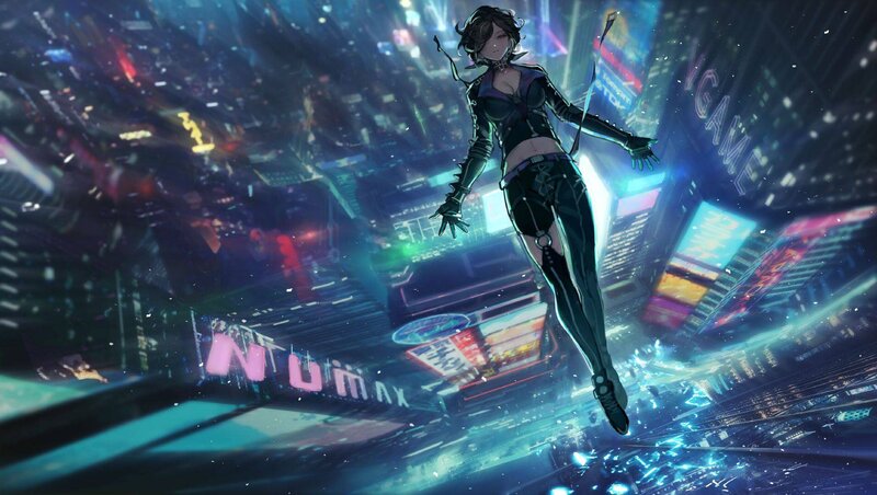 Female Character Floating — Blue