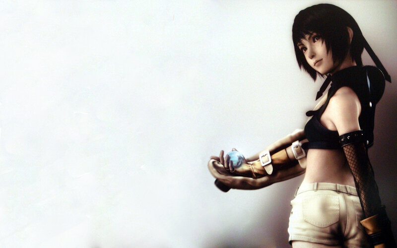 female character holding a sphere
