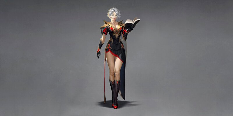 Female Character Holding Book — Black