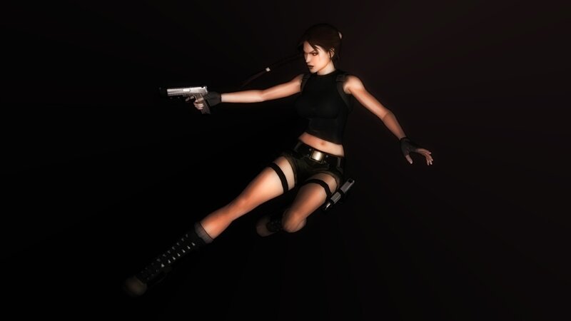 Female Character Holding Gun — Black, Dramatic, 3d Render