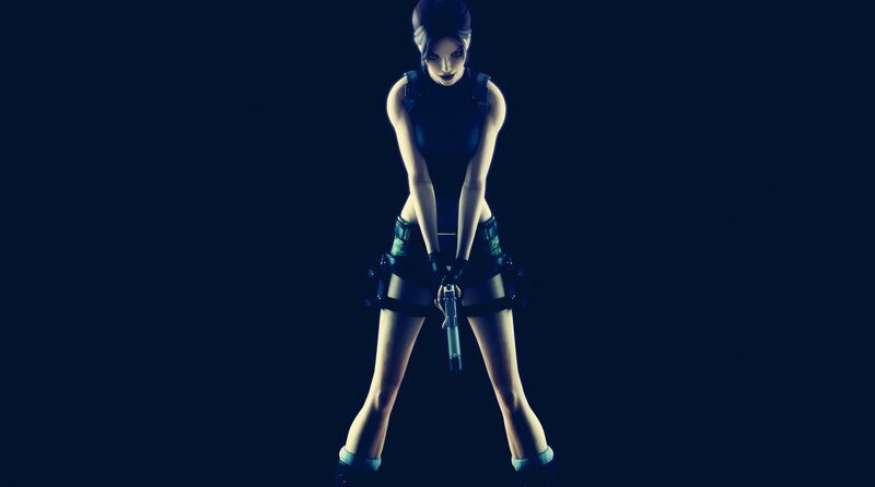 Female Character Holding Gun — Black, Dramatic, Night, 3d Render