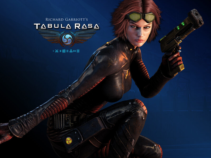 Female Character Holding Gun — Blue