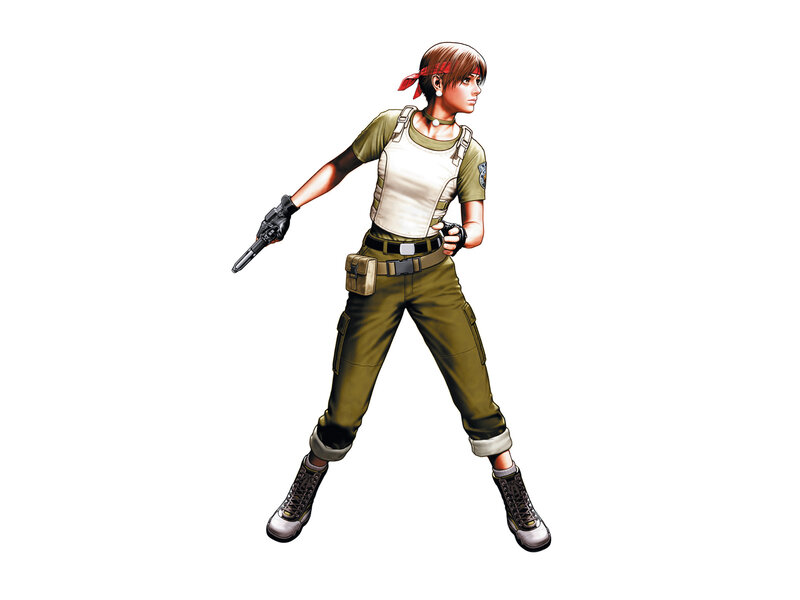 Female Character Holding Gun — Green