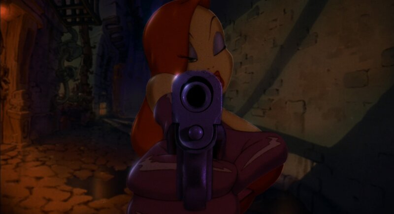 Female Character Holding Gun — Purple, Dramatic