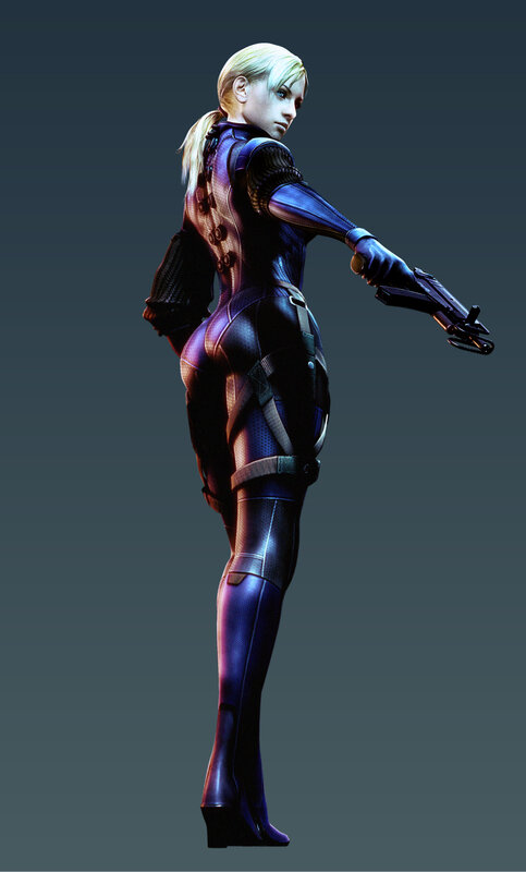 Female Character Holding Gun — Purple, Serious