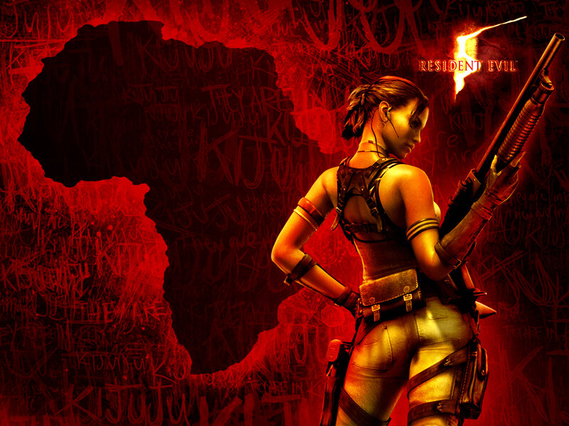 Female Character Holding Gun — Red, Dramatic, Digital Art, Africa Map, Map