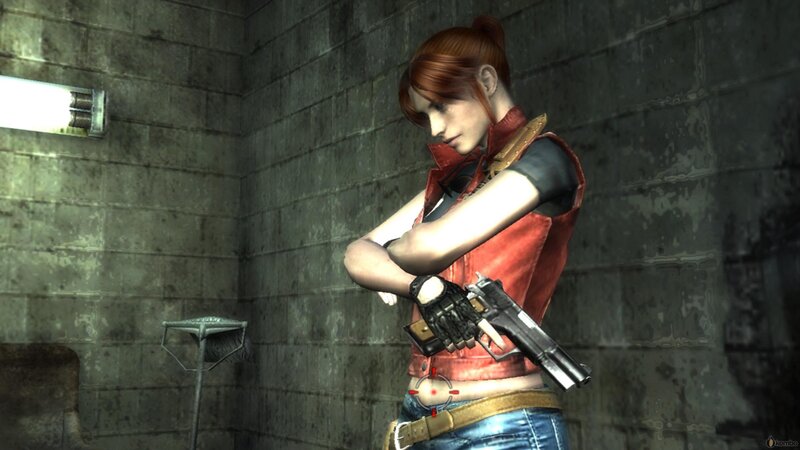 Female Character Holding Gun — Red