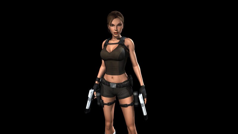 Female Character Holding Guns — Black, Neutral, 3d Render, Shorts