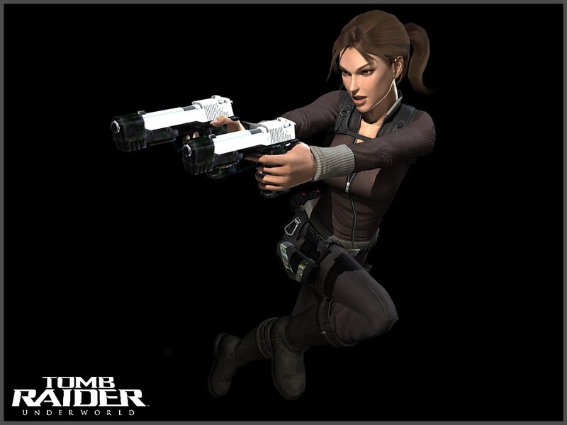 Female Character Holding Guns — Black