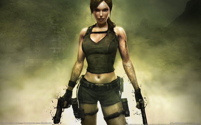 Female Character Holding Guns — Green, Dramatic, Digital Art