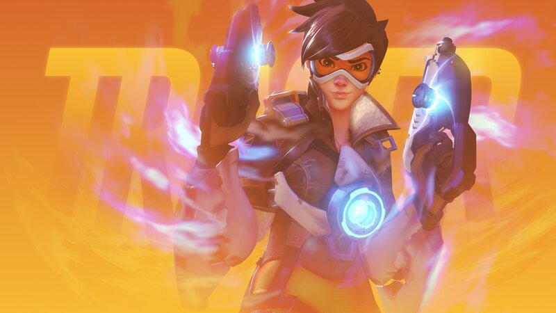 Female Character Holding Guns — Orange