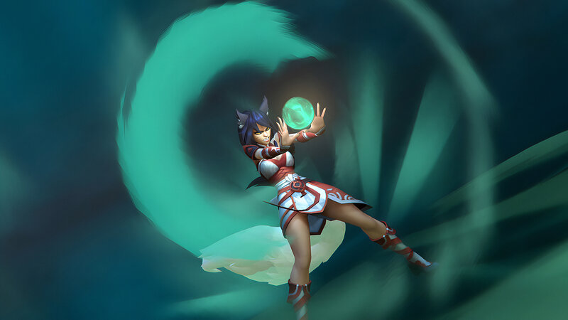 Female Character Holding Orb — Green