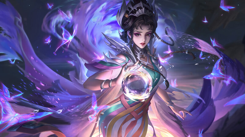 Female Character Holding Orb — Purple