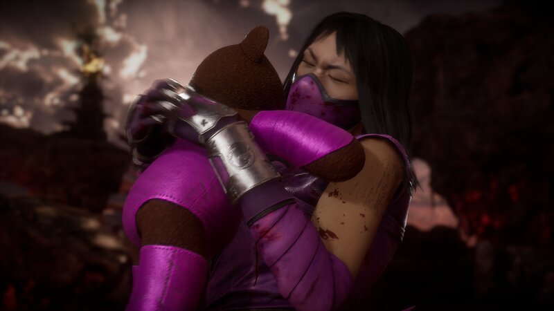 Female Character Hugging Teddy Bear