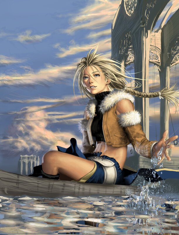 female character in a boat
