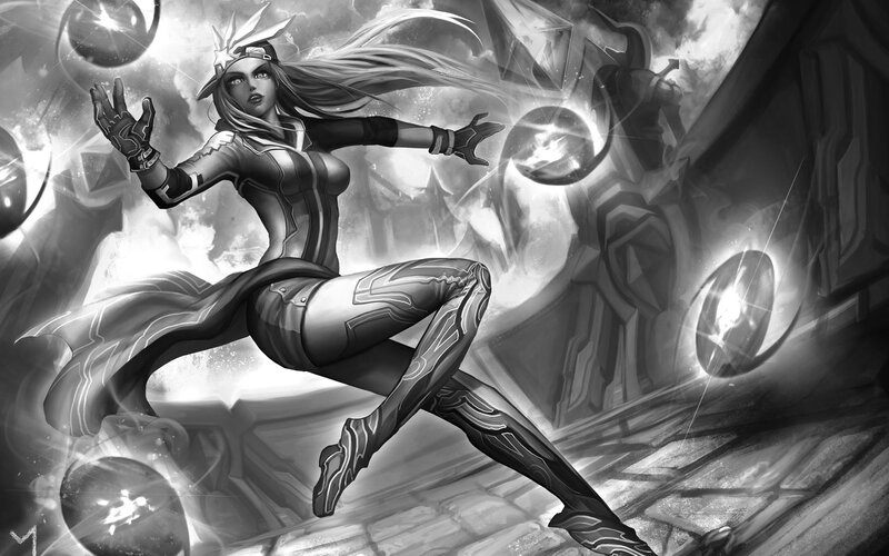 Female Character in Action — Black, Dramatic, Digital Art
