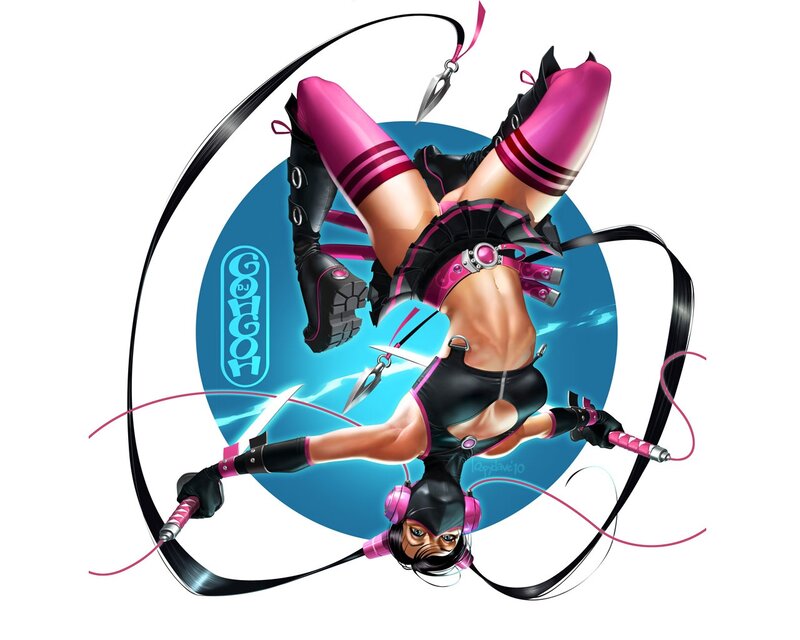 Female Character in Action — Black, Dynamic