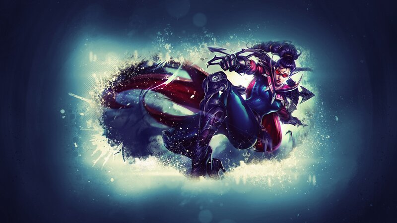 Female Character in Action — Blue, Dramatic, Digital Art