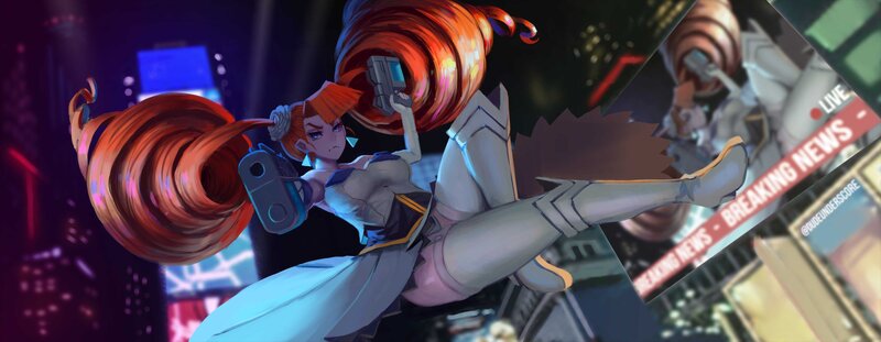 Female Character in Action — Red, Dramatic