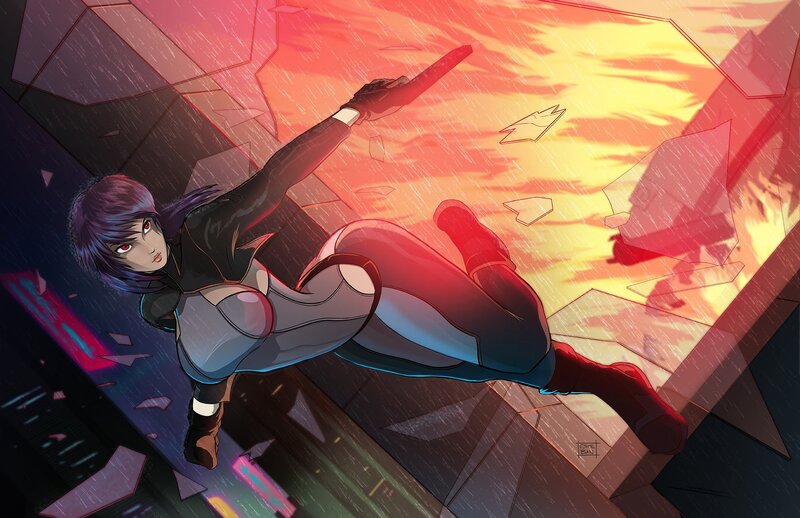 Female Character in Action — Red