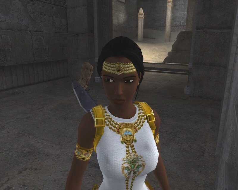 female character in ancient temple