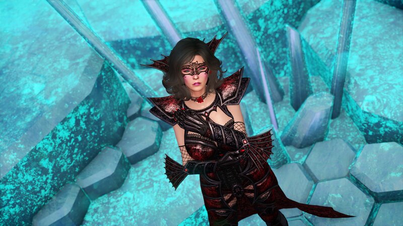 Female Character in Armor — Black, Dramatic, 3d Render, Mask