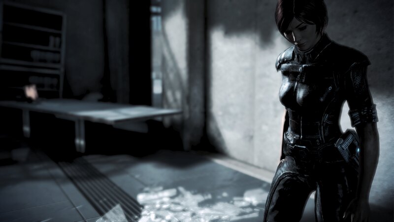 Female Character in Armor — Black, Dramatic, 3d Render, Weapon