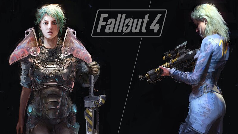 Female Character in Armor — Black, Dramatic, Digital Art, Weapon, Green Hair