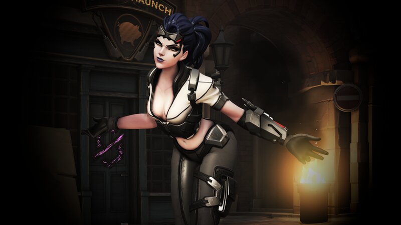 Female Character in Armor — Black, Dramatic, Night, 3d Render, Weapon, Fire